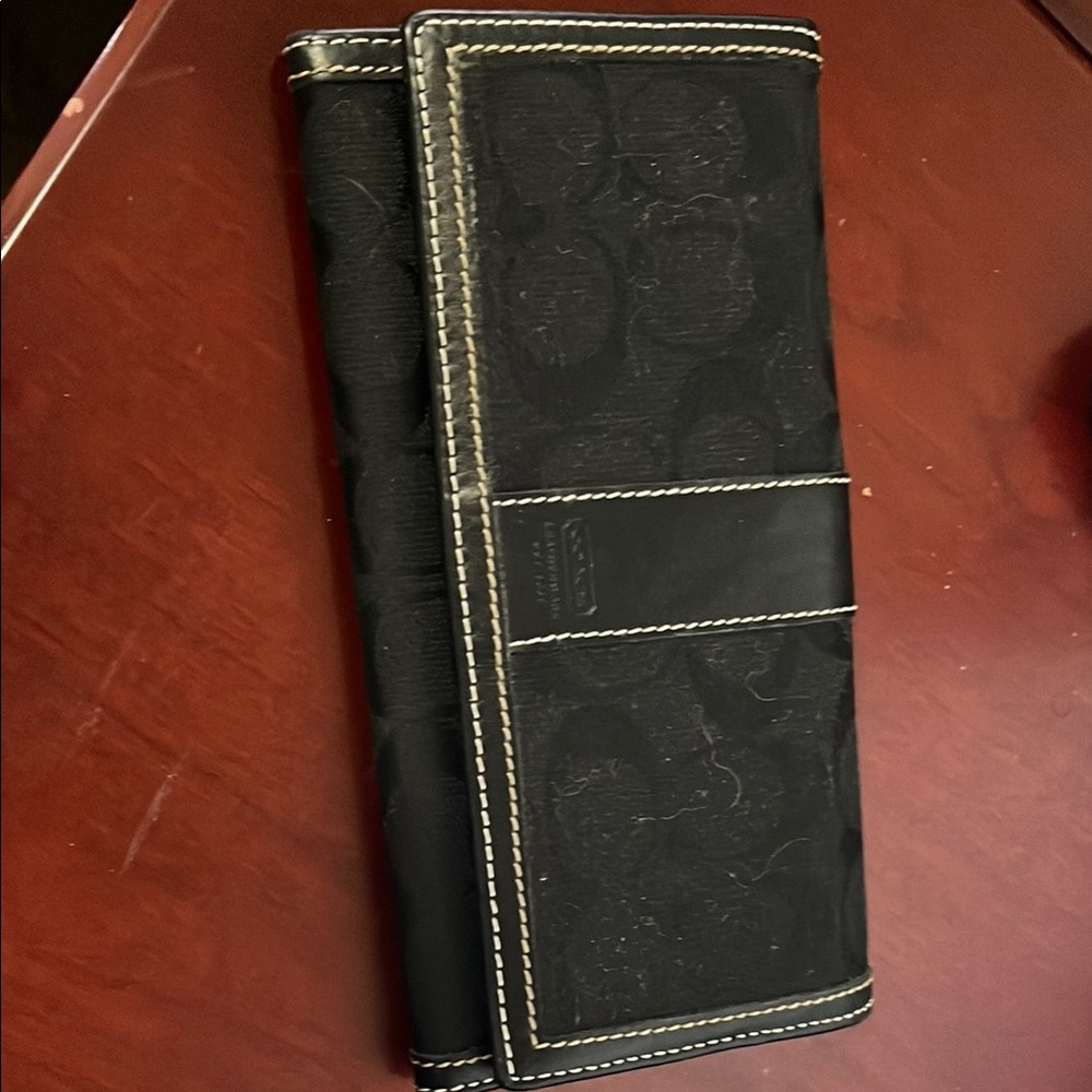 Coach Black Leather Long Wallet